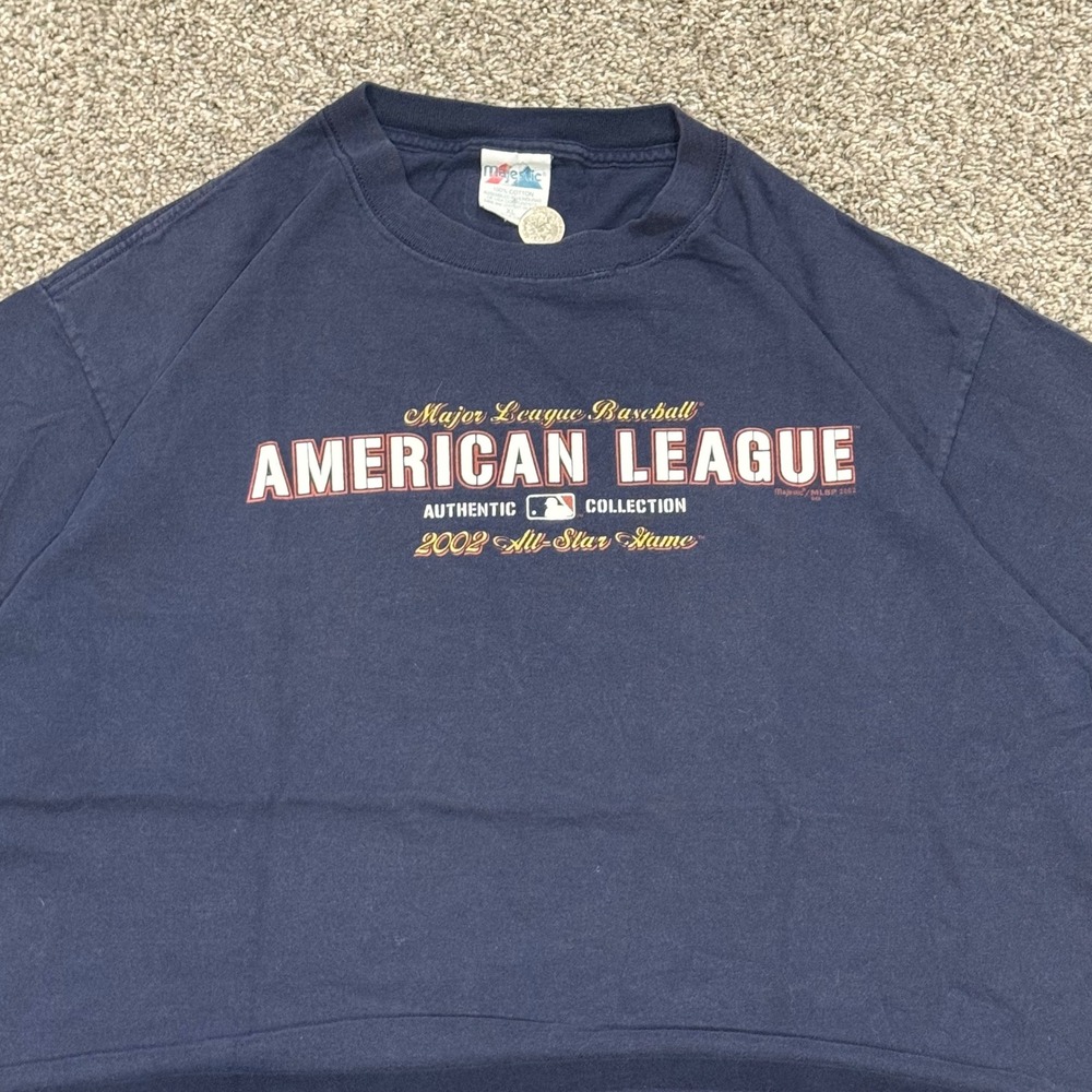 VTG Majestic 2002 MLB All Star Game American League Navy Blue T-Shirt Mens XL - Picture 2 of 5